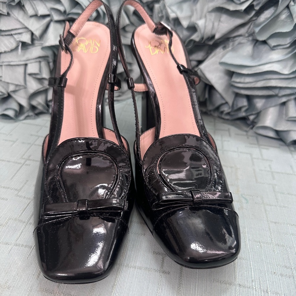 Charles and David DAALLURA stunning black patent leather shoes
